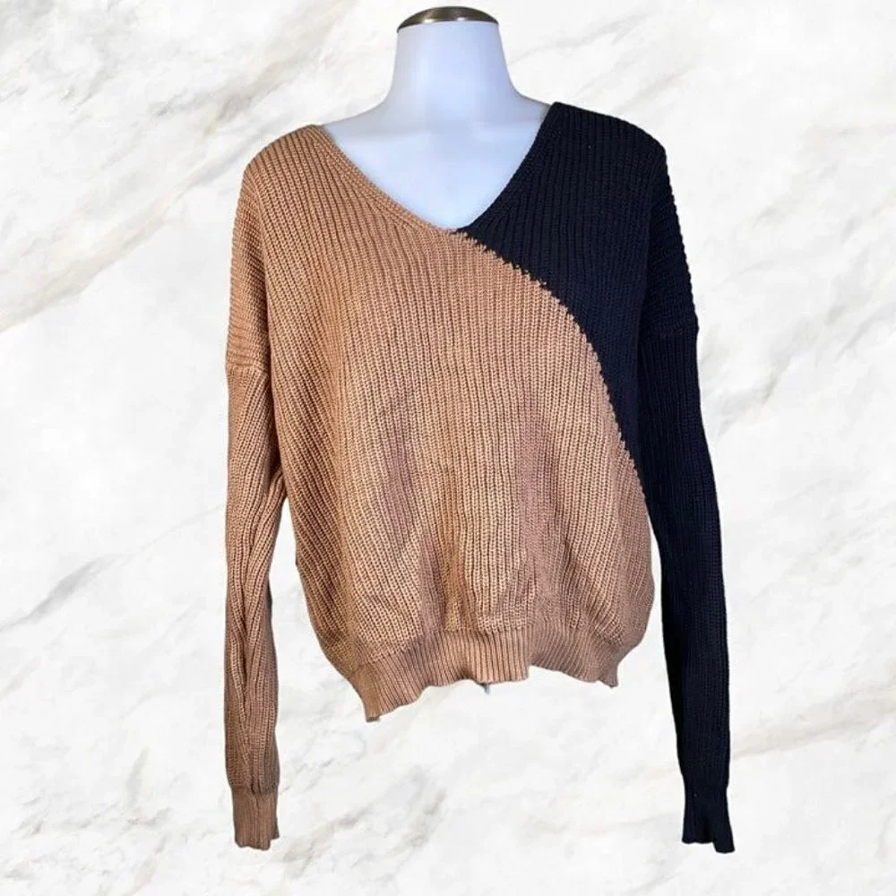 Superdown Trish Knot Sweater - Brown & Black